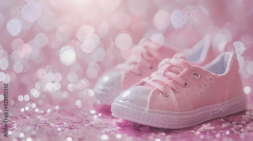 a pair of pink shoes with glitter on them  Generative AI illustrations.