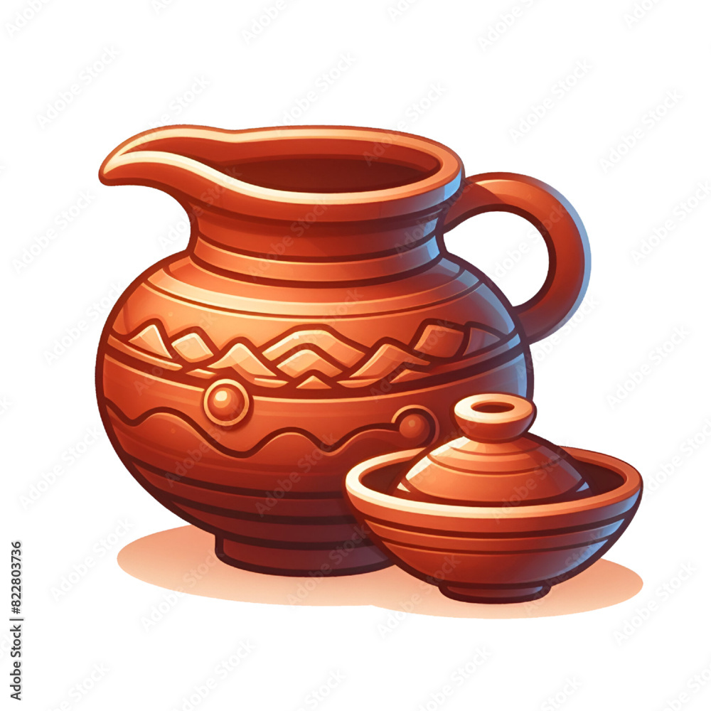 Clay pots png sticker, pottery isolated on white background.