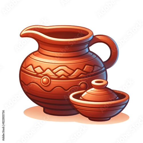 Clay pots png sticker, pottery isolated on white background.