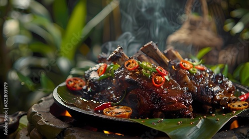 a plate of food with vegetables, Generative AI illustrations.