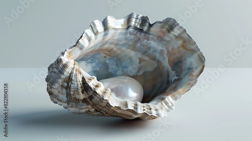 a shell with a shell and a shell with a pearl inside, Generative AI illustrations.