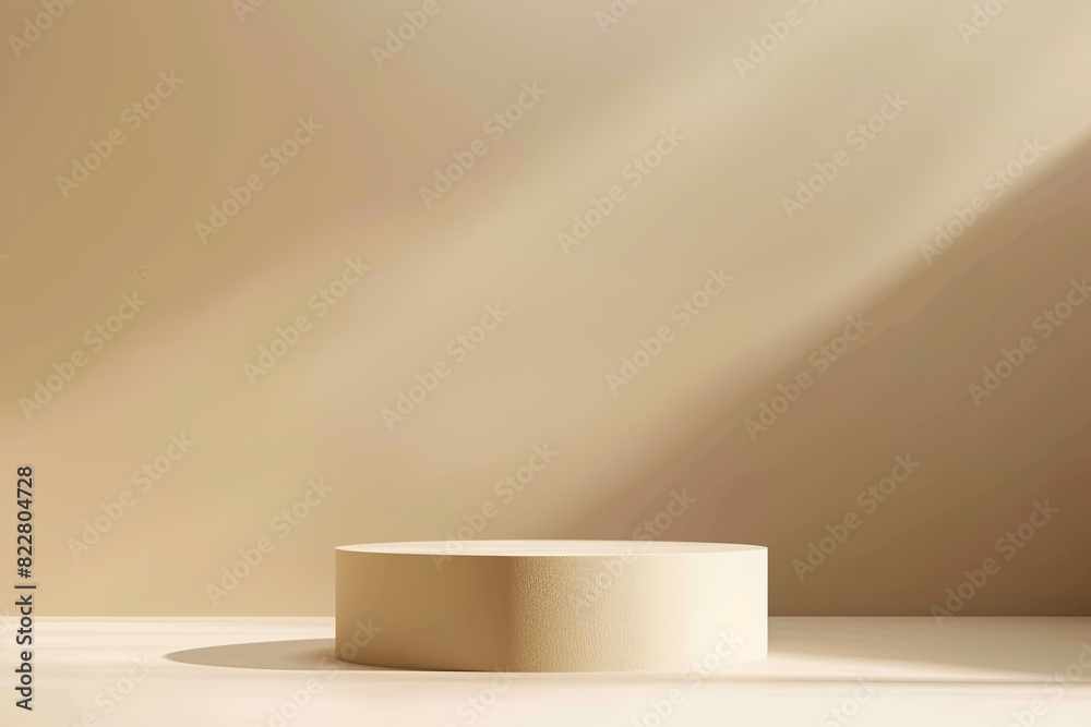Modern minimalistic 3D podium with sleek design on cream tone background Modern minimalistic 3D podium with sleek design on cream tone background