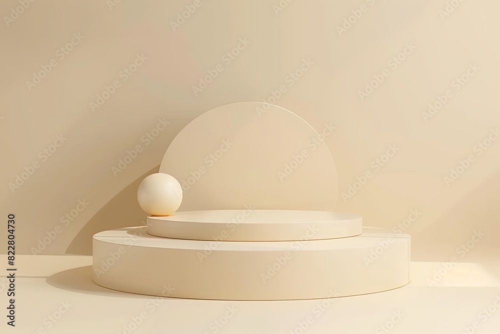 Sleek 3D podium on cream tone background with minimalistic design. Modern concept Sleek 3D podium on cream tone background with minimalistic design. Modern concept