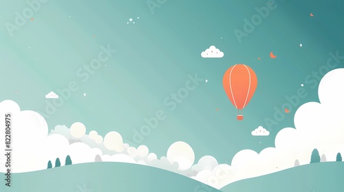a hot air balloon with a red balloon in the sky, Generative AI illustrations.
