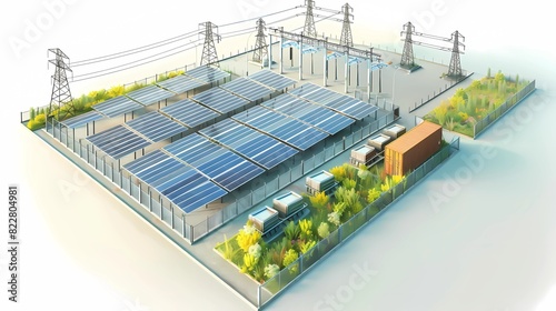 a model of a solar power station with solar panels on the roof, Generative AI illustration.