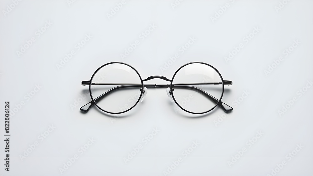 Round eyeglasses with modern and minimal style isolated on background, optical accessories for male and female in daily life. Round eyeglasses with modern and minimal style isolated on background, optical accessories for male and female in daily life.