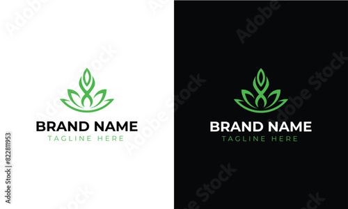 Yoga leaf green logo template