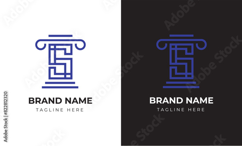 Monogram s law firm bussines tax money logo template