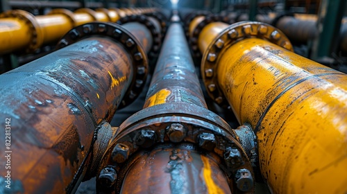 Wallpaper Mural Industrial Background, Close-up of welded seams on large industrial pipes, with a focus on the craftsmanship and precision of the welding. Illustration image, Torontodigital.ca