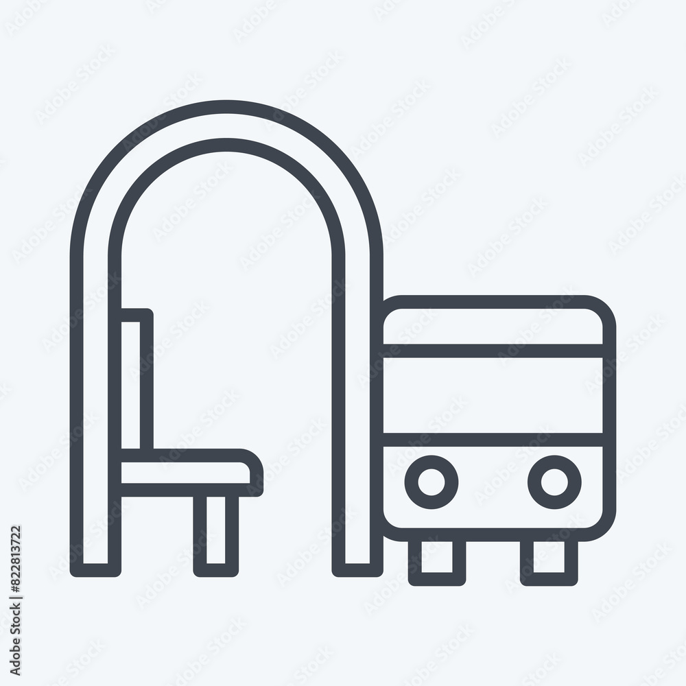 Icon Bus Stop. related to City symbol. line style. simple design illustration Icon Bus Stop. related to City symbol. line style. simple design illustration