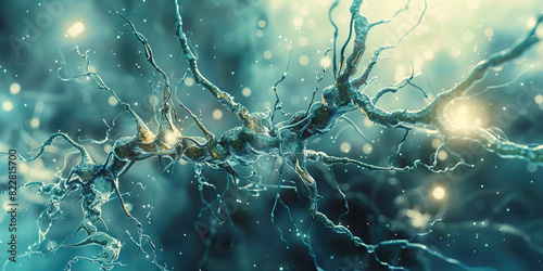 The Symphony of Synapses: An artistic depiction of a neuron, its branches intricately entangled, set against a soothing, rhythmic background.