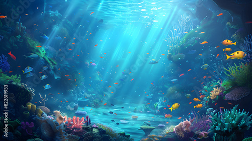Enchanting underwater seascape with colorful marine life