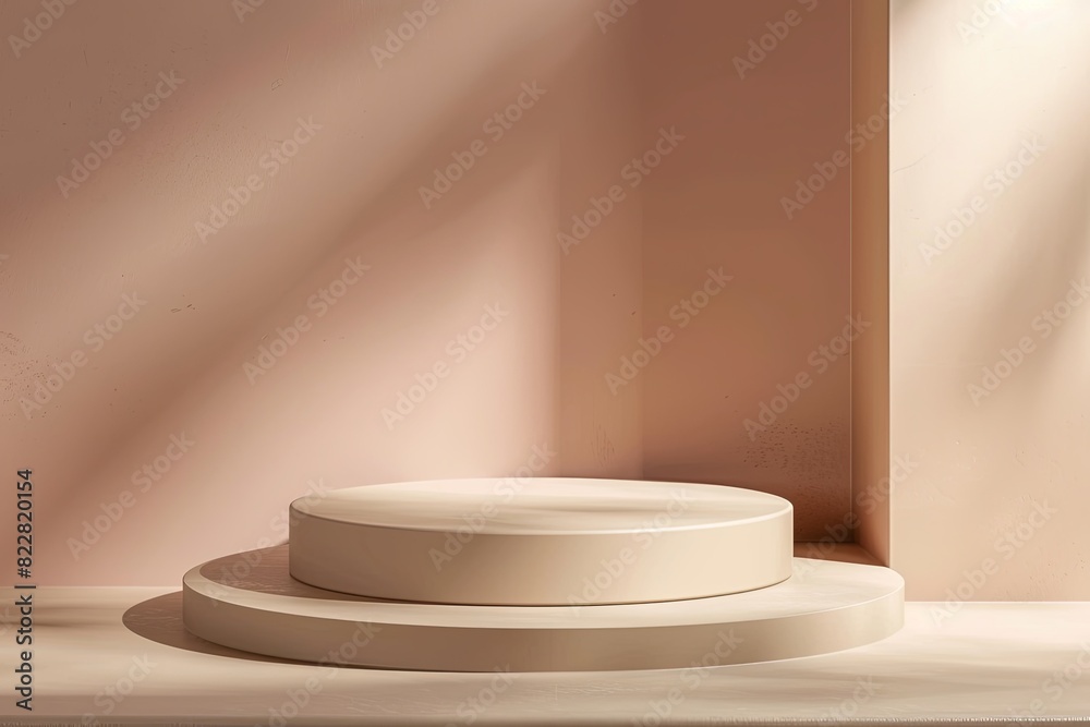Modern minimalistic 3D podium with sleek design on warm background. Stylish concept Modern minimalistic 3D podium with sleek design on warm background. Stylish concept