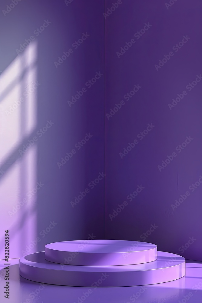 Minimalistic 3D purple podium with sleek design on matching background. Minimalistic 3D purple podium with sleek design on matching background.