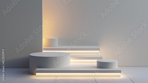 Sleek 3D rendered backdrop for product photography with sophisticated monotone elegance