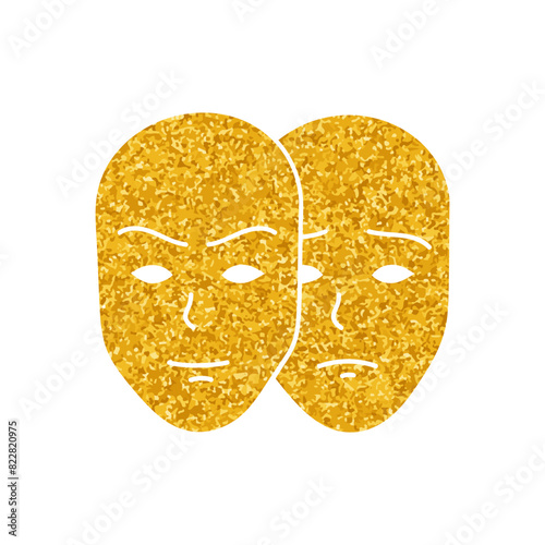 gold masks on black background