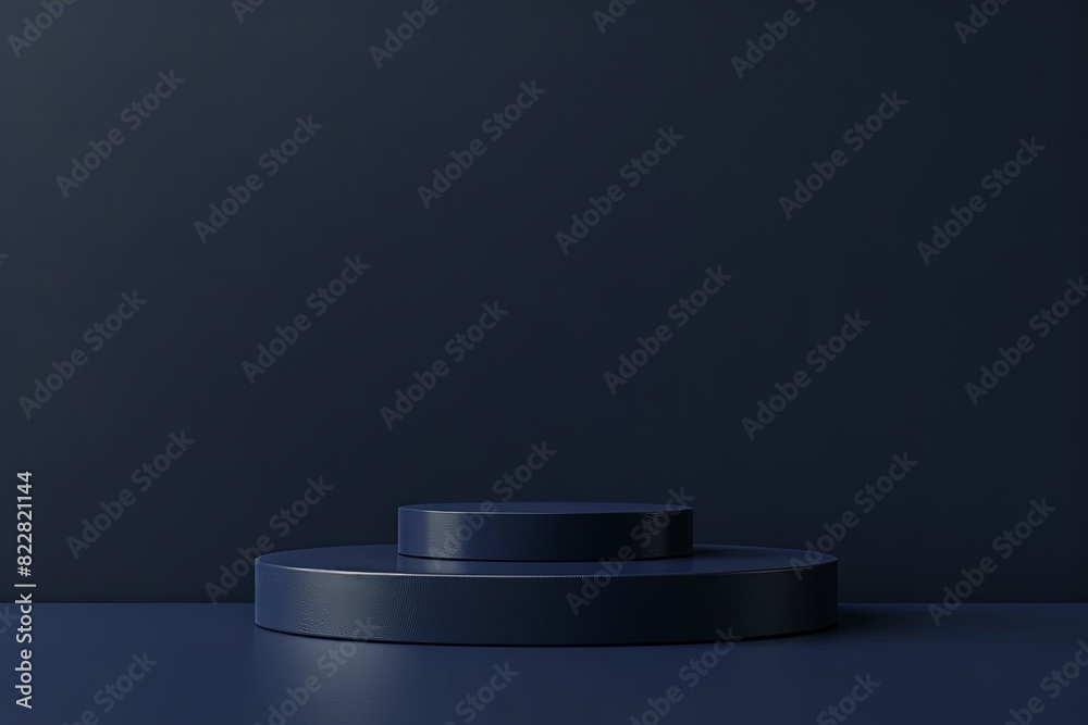 Minimalistic 3D rendering of a navy podium against matching backdrop Minimalistic 3D rendering of a navy podium against matching backdrop