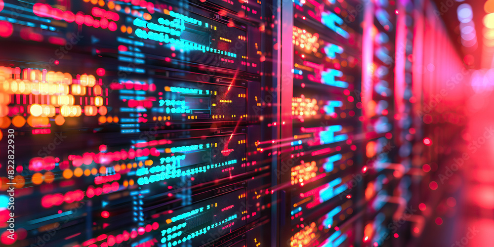 Hive of Digital Intelligence: A cluster of glowing monitors displaying intricate codes, set against a backdrop of ergonomic workstations and sleek tech accessories. Hive of Digital Intelligence: A cluster of glowing monitors displaying intricate codes, set against a backdrop of ergonomic workstations and sleek tech accessories.