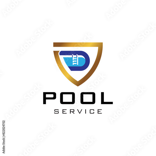 A logo for a pool service company logo design vector illustration