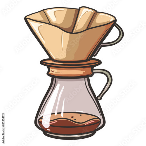 A cartoon illustration of a classic coffee maker