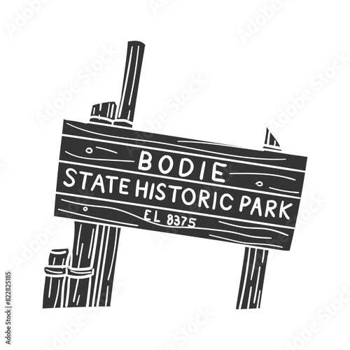 Bodie Historic Park Icon Silhouette Illustration. California State Vector Graphic Pictogram Symbol Clip Art. Doodle Sketch Black Sign.