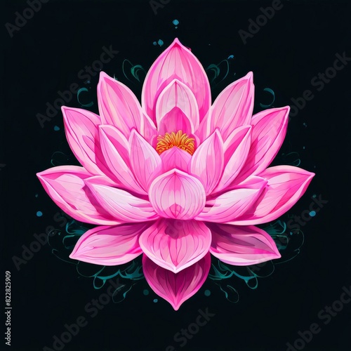 a Water lily Nymphaea Escarboucle, isolated. Aquatic. Close-up, top view. Element for design photo