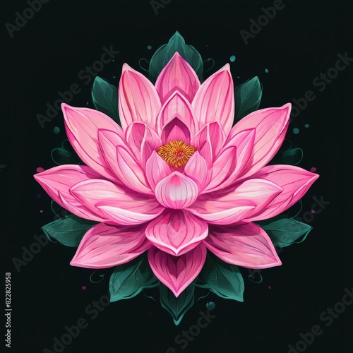 a Water lily Nymphaea Escarboucle, isolated. Aquatic. Close-up, top view. Element for design