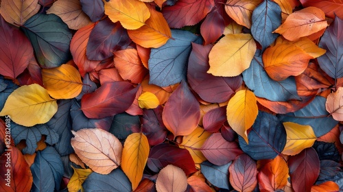 Autumn Leaves Abound: A Vibrant and Colorful Background of Fallen Foliage photo