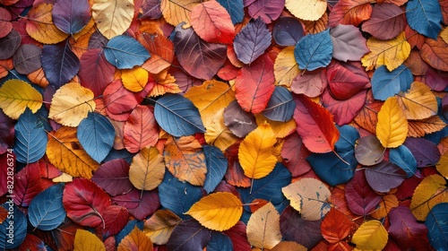 Autumn Leaves Abound: A Vibrant and Colorful Background of Fallen Foliage photo