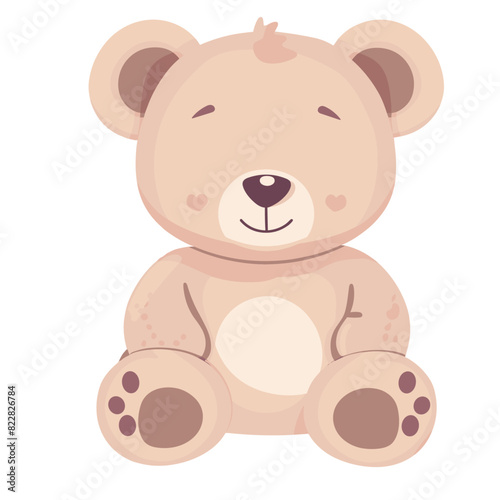 A brown teddy bear sitting upright