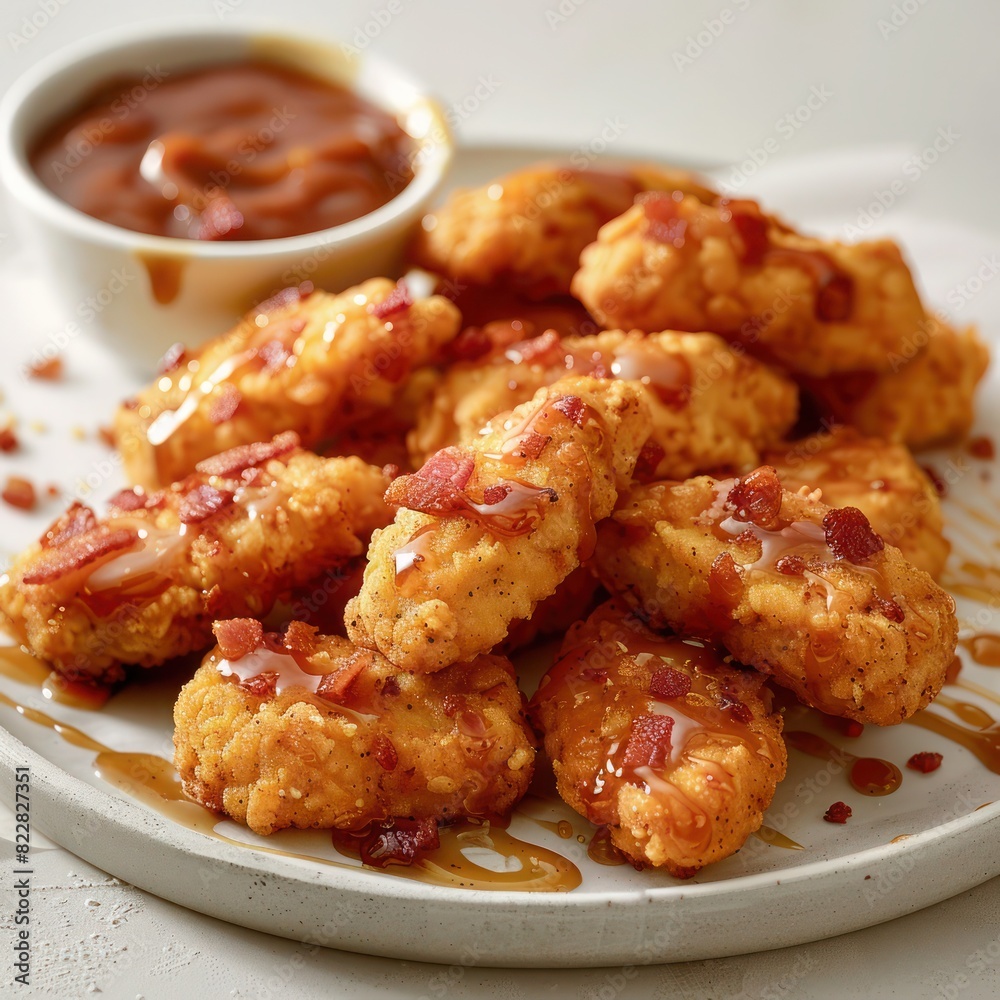 a plate loaded with chicken nugget served with sauce a plate loaded with chicken nugget served with sauce