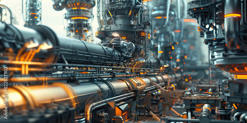 Steel Techno-Industrial Complex: Displaying a vast industrial complex where advanced technology is manufactured and developed, with steel structures and robotic assembly lines © Lila Patel