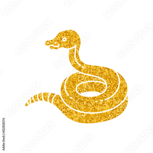 Injured snake icon Reptile animal pet veterinary drawing in gold color style