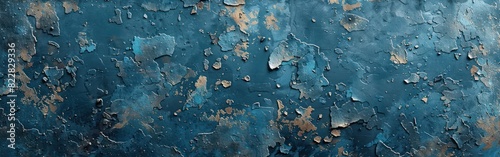 Abstract Rustic Concrete Wall Texture in Blue, Black, and Gray - Painted and Exfoliated for Banner Backgrounds photo