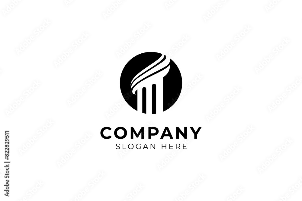 pillar logo in circle shape with silhouette flat vector design pillar logo in circle shape with silhouette flat vector design