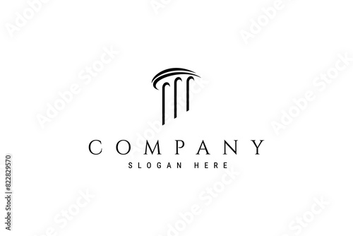 pillar logo with simple flat art design style