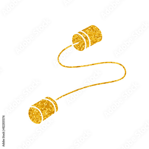 Communication intercepting drawing in gold color style