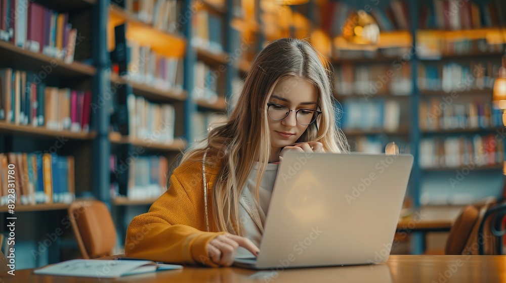 Attractive Winsome female secretary working with computer, Indoor shot of lovely caucasian student Attractive Winsome female secretary working with computer, Indoor shot of lovely caucasian student