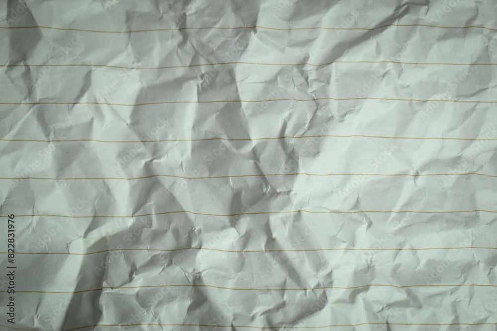 Obraz premium crumpled line paper texture background, blank sheet notebook