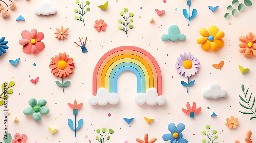 Minimal modern image of a set of pride icons including a rainbow flag