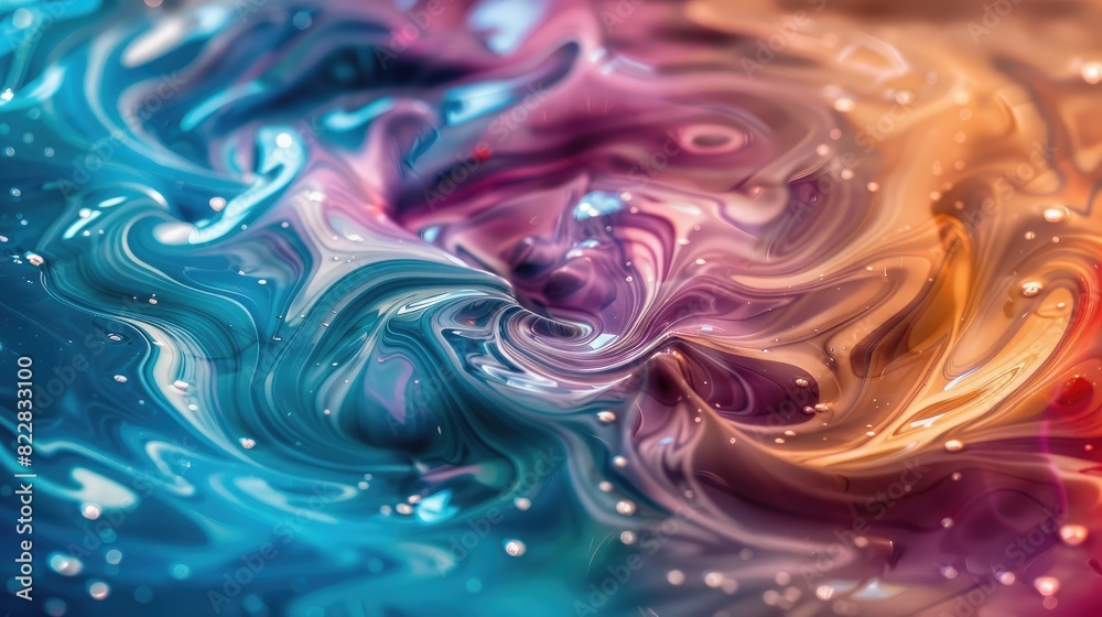 Abstract photo of swirling paint in water, creating a marbled effect with vibrant colors Abstract photo of swirling paint in water, creating a marbled effect with vibrant colors