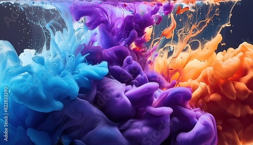 Colorful Underwater Ink Explosion Photography photo