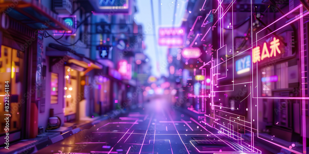 Indigo Augmented Reality District: Featuring a district where augmented reality overlays blend seamlessly with the physical environment, creating surreal and immersive experiences
