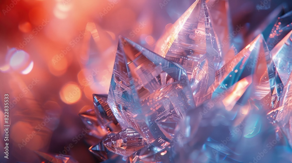 Macro shot of an abstract crystal structure, highlighting intricate details and reflections Macro shot of an abstract crystal structure, highlighting intricate details and reflections