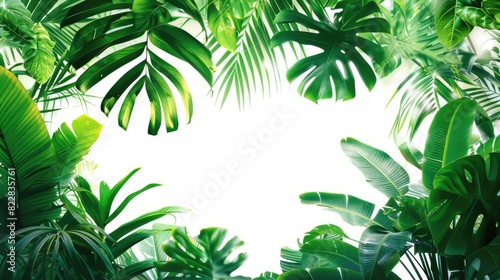 Cutout tropics green leaves foreground 