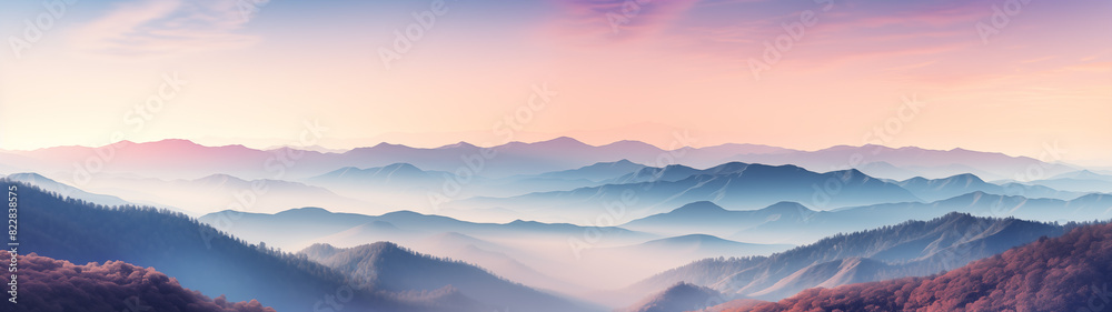 Serene Landscape with Misty Hills Serene Landscape with Misty Hills
