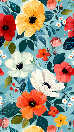 Collection of colorful floral elements in flat color. Set of spring and summer wild flowers  plants  branches  leaves and herb.