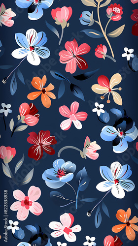 Collection of colorful floral elements in flat color. Set of spring and summer wild flowers, plants, branches, leaves and herb.