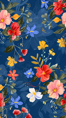 Collection of colorful floral elements in flat color. Set of spring and summer wild flowers, plants, branches, leaves and herb.