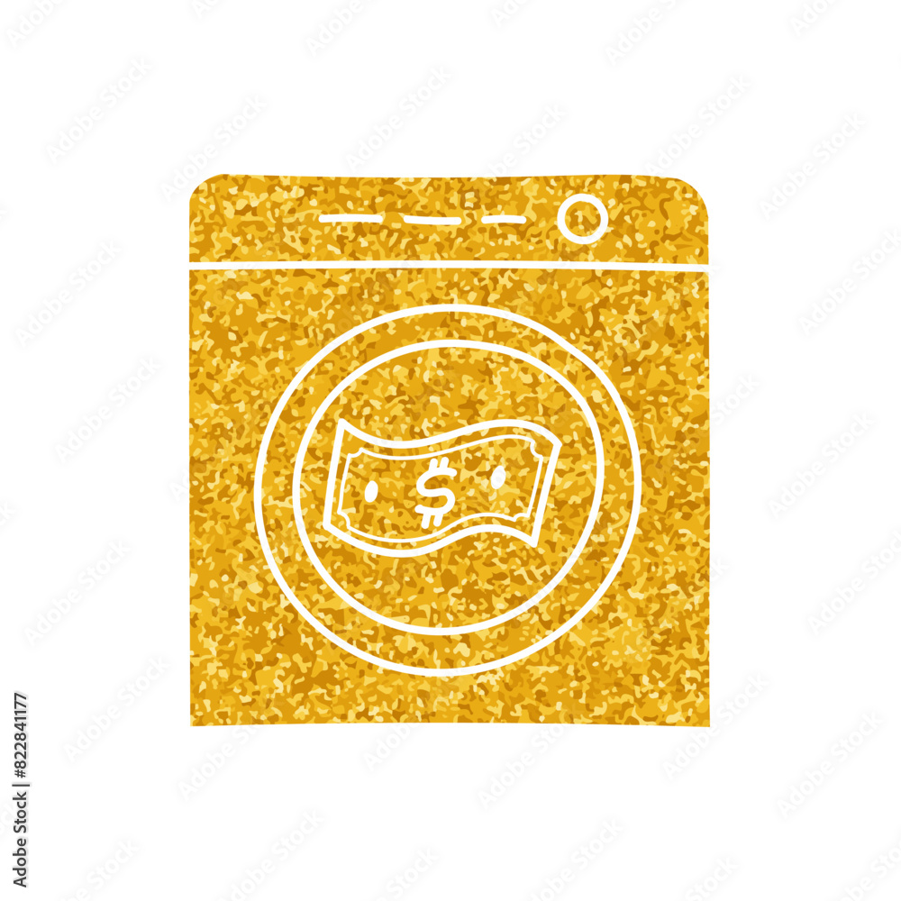 Money laundry drawing in gold color style Money laundry drawing in gold color style